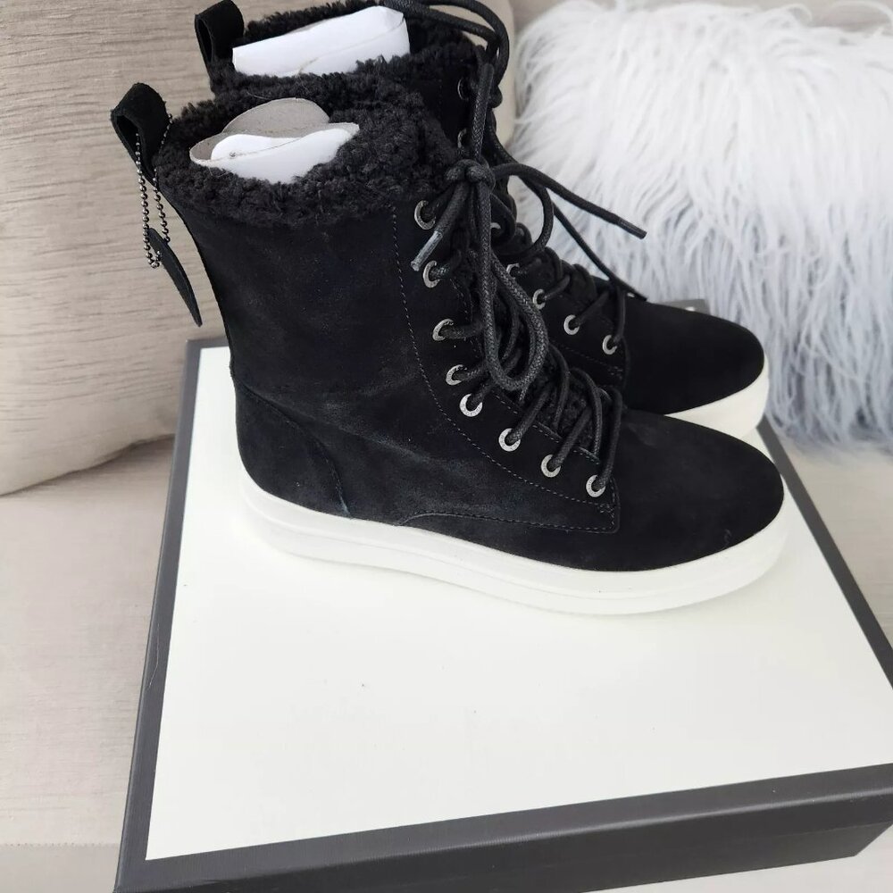 J Slides Torrie Waterproof Suede Platform Boot Women's Size 8.5 Black Fur Lined